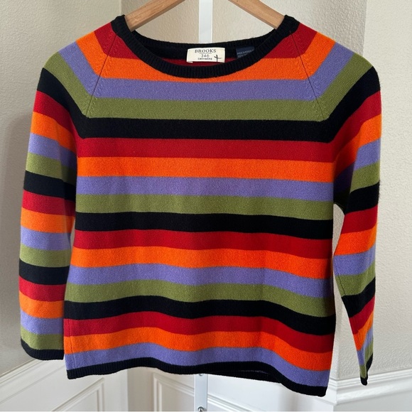 Brooks Brothers 346 Cashmere Rainbow Cropped Sweater 3/4 sleeves Size Small - Picture 1 of 6